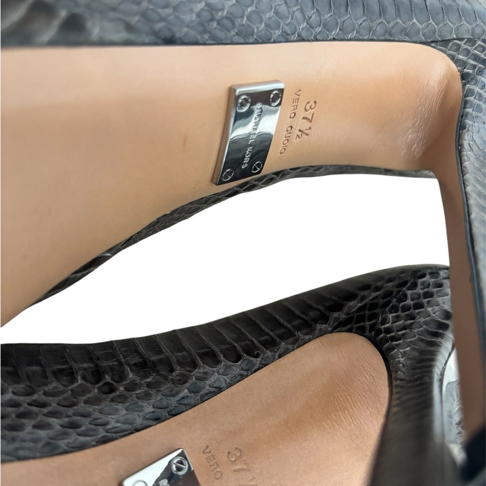 Michael Kors Brown Snakeskin Peep-Toe Heels Size 37 1/2 - Picture 7 of 7